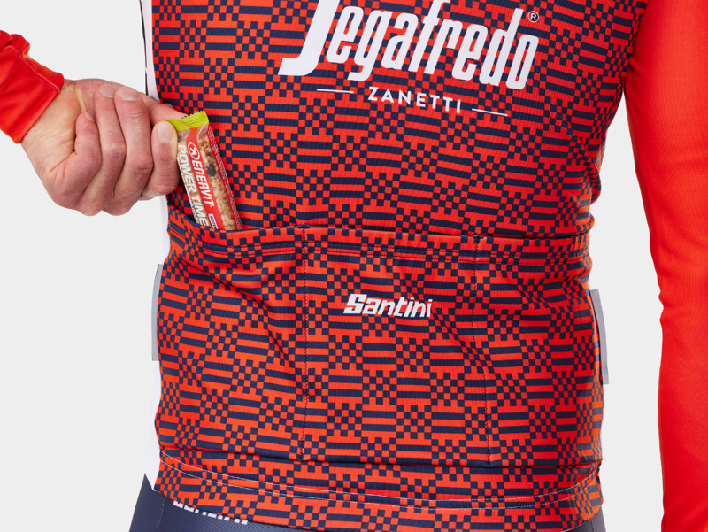 Trek Santini Segafredo Team Replica Long Sleeve Thermal Race Jersey in White/Red-2